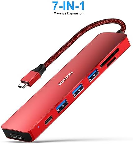 BENFEI 7-in-1 USB C Hub Multiport Adapter – Ultimate Connectivity Solution with 4 K HDMI, 100 W Power Delivery, High-Speed USB 3.0 Ports, and Card Readers for i Phone 15 Pro/Max, Mac Book, i Pad Pro & Samsung S23 – Boost Productivity and Streamline Your Setup