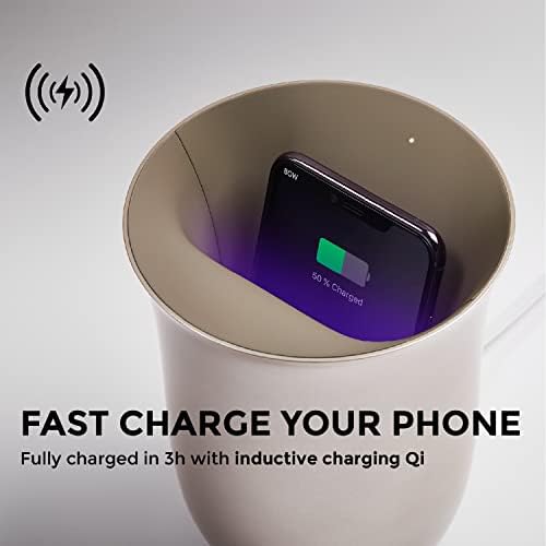 Lexon OBLIO QI Wireless Charger & UV Sanitizer Station – Fast 10 W Charging & Germ-Free Protection in Stylish Dark Blue Design for Enhanced Device Care and Efficient Power Management