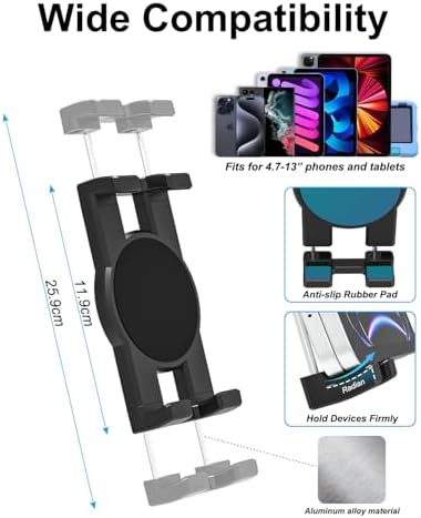 Universal Dual Cup Holder Tablet Mount for Cars – 360° Rotatable Adjustable Stand for 4.7″-13″ Devices – Premium Metal Arm for i Pad Pro/Air/Mini & Galaxy Tab Compatibility – Enhance Driving Safety & Convenience