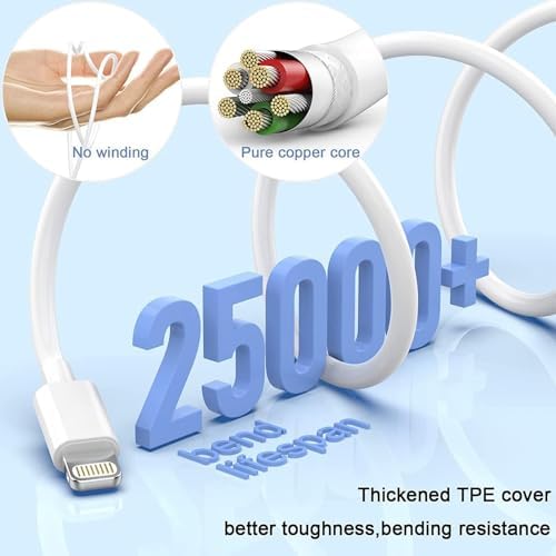 Apple MFi Certified 10 ft Lightning Charger Cable – Dual Pack Fast Charging Cords with USB Wall Adapters for i Phone 14/13/12/11 Pro Max/SE/i Pad – Ultimate Convenience & Speed for All Lightning Devices