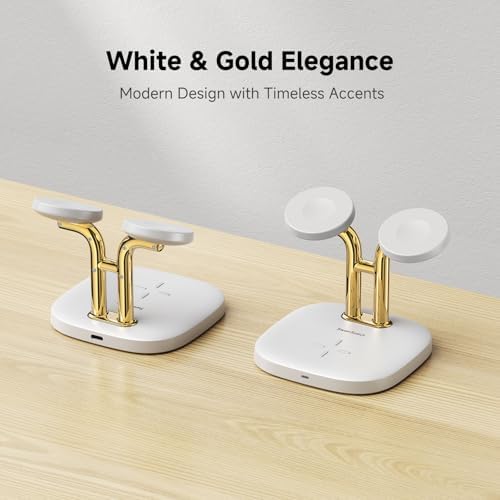 Revolutionize Your Charging Routine with the Swan Scout 3-in-1 Wireless Charging Station – Fast Dual Charger for Apple Watch Ultra 2/10/9 & Air Pods Pro 2/3/2 in Elegant White and Silver – Compact Design, Rapid Power Boosts, and Enhanced Safety Features for Modern Living