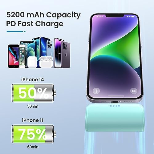 Ultra-Compact 5200 m Ah Power Bank for i Phone – PD Fast Charging Mini Portable Charger with Enhanced Compatibility for i Phone Models 14/13/12/11/XS/XR/X/8/7/6/6 s – Essential On-the-Go Battery Backup for Busy Lifestyles