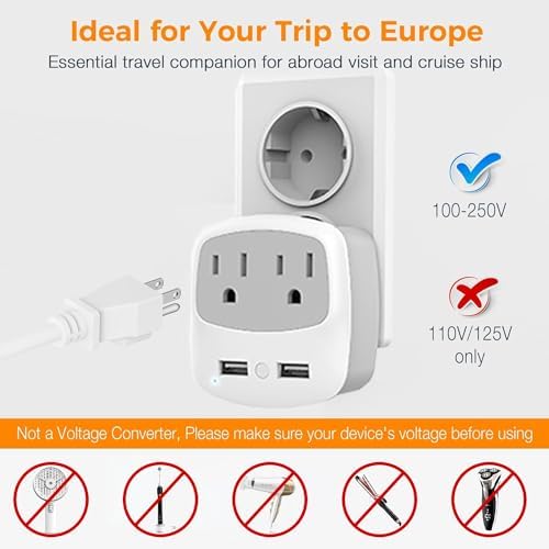 Ultimate TESSAN Type G UK Travel Plug Adapter with Dual USB Fast Charger Ports – Compact US to UK Power Converter for Effortless Global Connectivity in Scotland, London, Ireland, Kenya, Dubai & Qatar