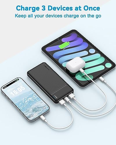 Dual 10,000 m Ah Portable Power Bank Set – Ultra-Slim USB-C Fast Charging Chargers for i Phone, Android, Google Devices – Triple-Port External Battery Pack for Safe, All-Day Use on the Go with Enhanced Compatibility and Lightweight Design