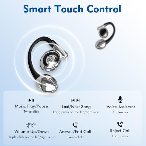 Premium Open-Ear Wireless Earbuds with Bluetooth 5.3 – Advanced Environmental Noise Cancellation for Enhanced Sound Clarity – Ergonomic Sports Headphones with Secure Fit and LED Charging Case – Ideal for Running, Cycling, and Active Lifestyles