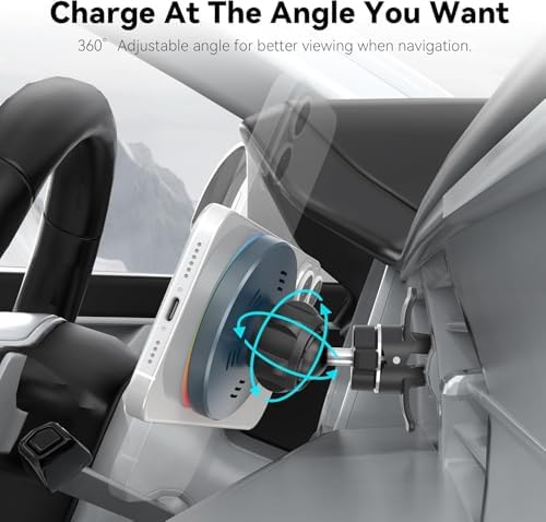 Mag Safe Car Mount Charger for i Phone 12-16 Pro Max | 15 W Fast Wireless Charging Magnetic Phone Holder | Durable Zinc Alloy Construction | Sleek Cool Grey | Effortless Air Vent Installation for Ultimate Convenience and Stability