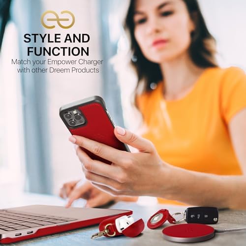 Dreem Empower Magnetic Wireless Charger Pad – High-Speed Mag Safe & Qi-Certified Charging Solution with Premium Vegan Leather Finish in Coffee – Effortless Device Alignment & Enhanced Overheat Protection for a Stylish, Tangle-Free Experience