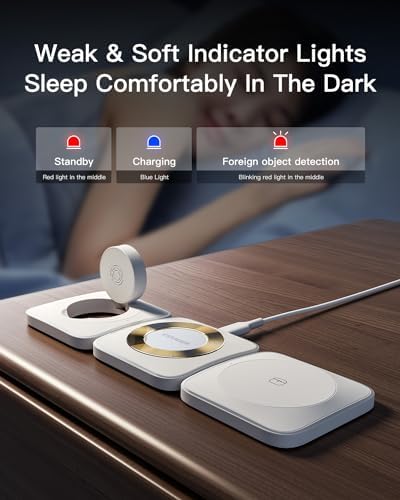 Magnetic 3-in-1 Detachable Wireless Charging Station for Apple Devices – Fast Charging Solution for i Phone 15/14/13/12, Air Pods Pro/2/3, and Apple Watch – Space-Saving, Portable Design for Effortless Device Management