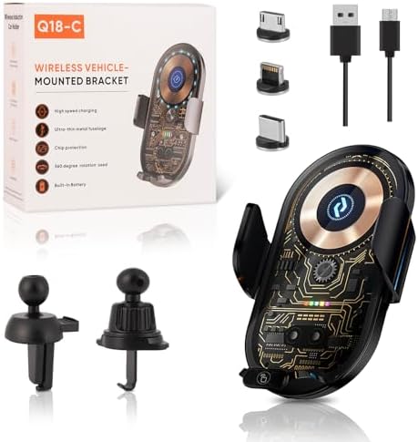 Revolutionary Wireless Car Charger & Transparent Phone Holder for Android – Fast Automatic Sensing Mount for Effortless Air Vent Installation – Stay Connected & Hands-Free While Driving
