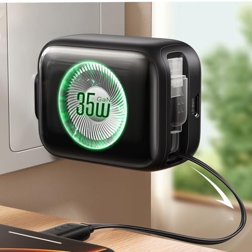 Threekey 35 W Ga N3 Dual Type C Retractable Wall Charger – Ultimate Fast Charging Solution for i Phone 16/15 Pro Max, i Pad Pro, Samsung S25 & More – Compact Travel Charger with Dual Ports for Efficient On-the-Go Power Management and Enhanced Energy Savings