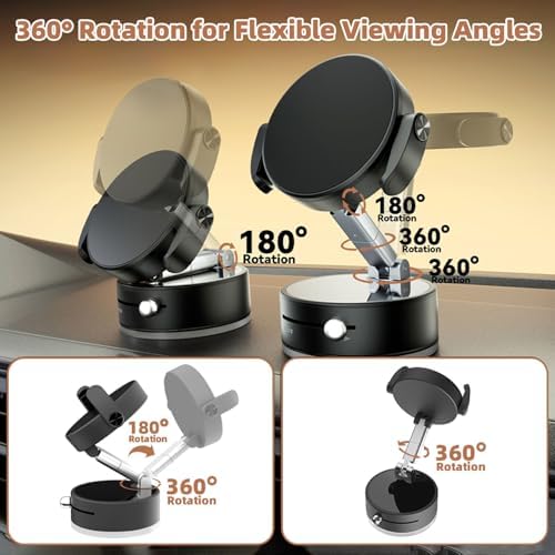 SEVENKA 360-Degree Magnetic Car Phone Holder: Universal Adjustable Mount for Hands-Free Navigation with Secure Windshield Suction – Compatible with i Phone & Samsung for Enhanced Road Safety and Optimal Viewing Angles