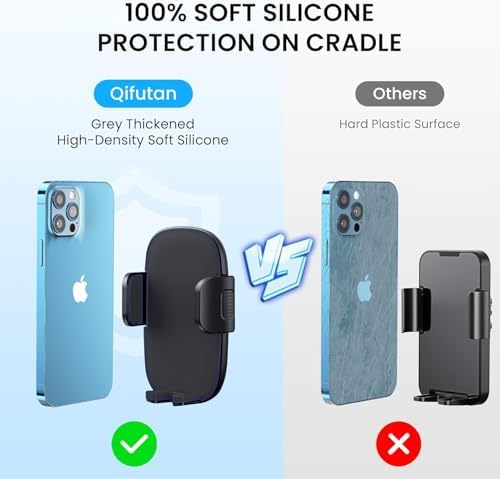 Qifutan Premium Anti-Shake Car Phone Holder with Long Arm Design – Universal Dashboard & Windshield Mount for All Smartphones, Enhanced Stability & Safety for Hands-Free Driving, Black
