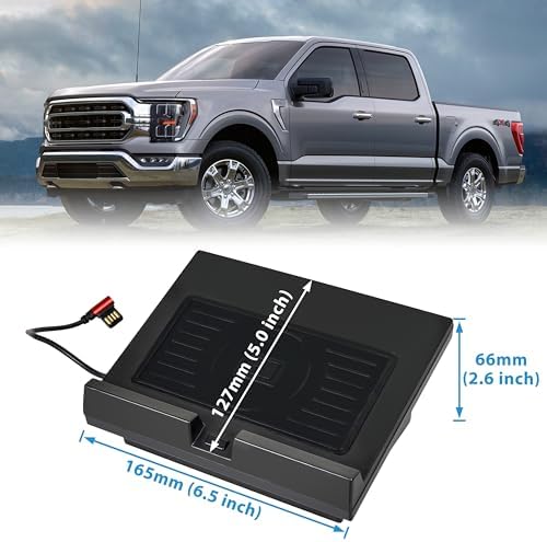 Streamlined Wireless Charging Solution for Ford F-150 (2018-2023) – Qi-Compatible Center Console Charger with USB-A & USB-C Ports for Enhanced Device Connectivity and Fast Charging Performance, Perfect for On-the-Go Power Needs