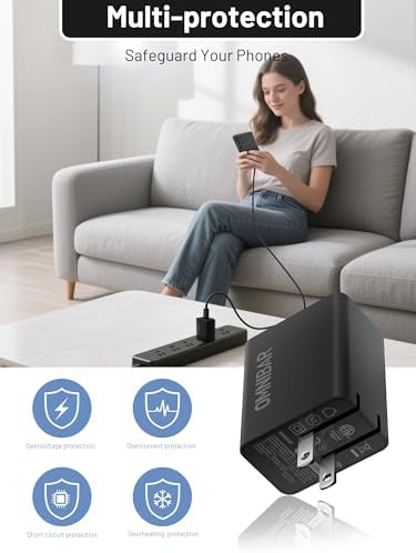 45 W Samsung Super Fast Dual Port USB-C Wall Charger – Ga N Technology for Rapid Charging of Galaxy S25/S24/Note 20, Mac Book Air, i Phone 16/15, and i Pad – Compact & Versatile Fast Power Adapter for All Devices – Enhanced PPS Performance for Speed & Compatibility