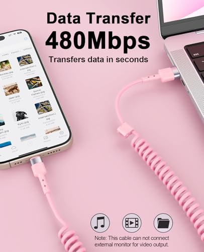 Ultimate Coiled USB A to USB C Cable for i Phone 15/16 Pro Max & Android Devices – Superior High-Speed Data Transfer & Robust Design for Seamless Apple Car Play & Android Auto Integration – Essential for Stress-Free Road Trips & Daily Drives