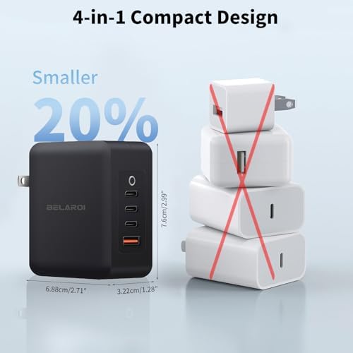 140 W USB-C Fast Charging Wall Charger with 4 Ports – Compact & Lightweight Ga N Charger for i Phone, Galaxy, i Pad & More – Foldable Design for Ultimate Portability – Power Delivery 3.1 Technology for Rapid Device Charging – Universal Charging Solution for Home & Travel