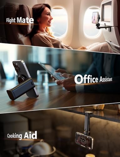 2 Pack Klearlook Universal Airplane Phone Holder – 360° Rotating Airplane Phone Mount for Travel, Desk & Flight Use | Handsfree Adjustable Phone Stand | Travel Essentials Accessories – Enhanced Compatibility and Speed