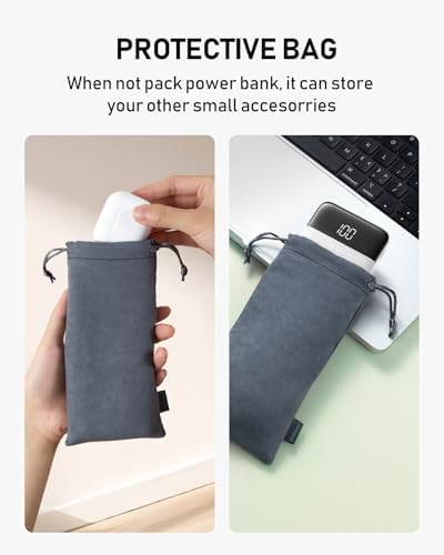 Ultra-Slim 10,000 m Ah Charmast Portable Charger with Built-In Cables – High-Speed 15 W USB-C Power Bank for i Phone 16/15/13, Samsung, and Android Devices – Charge 6 Devices Simultaneously with Real-Time LED Display – Travel-Friendly Battery Pack with Pouch for Added Durability and Low Current Mode for Safe Charging of Earphones and Speakers – Essential Power Solution for Daily Use and On-the-Go Charging