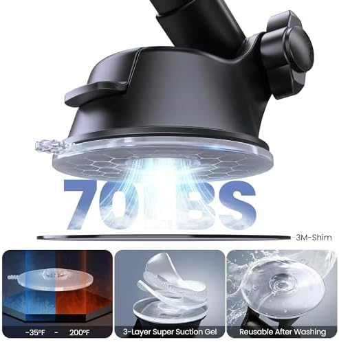 Universal 360° Adjustable Car Phone Holder with Telescopic Arm – Secure Suction Cup Mount for Dashboard and Windshield, Perfect for All Smartphones (4.8-7″) – Hands-Free Navigation and Enhanced Safety Drive Solution