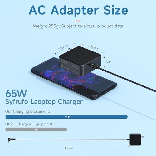 High-Speed 65 W Lenovo Ideapad Charger for Models 100, 110, 120, 130, 310, 320, 330 – Reliable Power Supply with Intelligent Protection, AC Power Adapter & Cable Included for Ultimate Compatibility and Safety