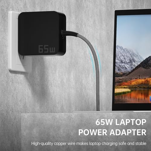 Power Up Anywhere: 65 W USB-C Laptop Charger – Ultra-Fast PD Power Adapter for Lenovo, ASUS & Samsung Galaxy – Lightweight, Universal Solution for Home, Office & Travel – Safe, Efficient Charging with Broad Device Compatibility
