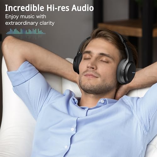 Transform Your Listening Journey with AMORNO Wireless Over-Ear Bluetooth Headphones – 68-Hour Playtime, Superior Hi-Fi Sound, and Ergonomic Foldable Design for Ultimate Portability (White) – Ideal for Music Lovers and Professionals on the Go
