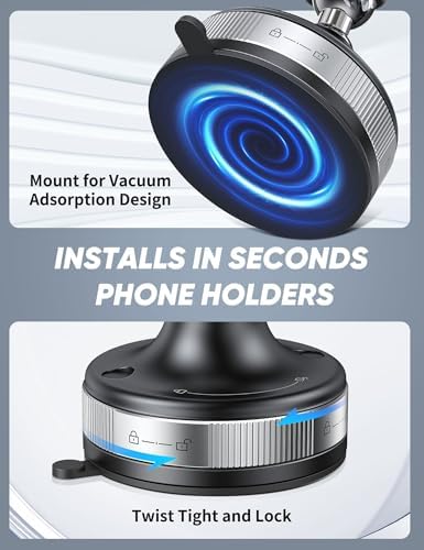 Revolutionary i Mangoo Magnetic Car Phone Mount – 720° Adjustable Suction Cup Holder for Ultimate Hands-Free Navigation | Universal Compatibility with Mag Safe Technology | Perfect for Home, Office, Gym & On-the-Go Use | Unmatched Stability & Easy Installation