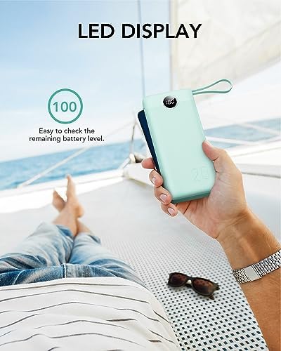 Ultimate 20000 m Ah VRURC Portable Charger with Built-in Cables – Fast Charging Power Bank for Travel, PD & QC 3.0 Compatible, 4 Output Ports & Dual Input, Ideal for i Phone, Samsung, Android Devices – Compact & Durable Battery Pack for On-the-Go Power