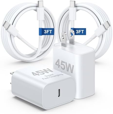 Essri 45 W PD 3.0 Ultra-Fast Charger Duo with 10 FT USB-C Cable – Premium Charging Solution for i Phone 16/15 Pro Max and Mac Book – High-Efficiency Power Delivery, Multi-Voltage Compatibility (20 V/2.25 A, 15 V/3 A, 12 V/2 A) – Perfect for On-the-Go Charging and Enhanced Device Performance
