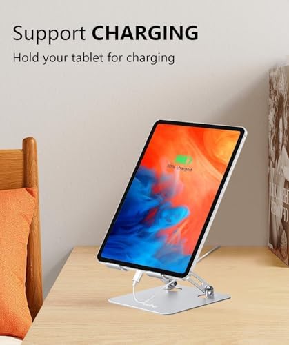 Versatile Adjustable Aluminum Tablet Stand Holder – Foldable and Lightweight Desktop Mount for i Pad Pro 12.9, i Pad Air, Mini, Samsung Galaxy Tabs, and Kindle Fire (4-12 inch) – Enhanced Stability and Comfort for Optimal Viewing Experience in Purple