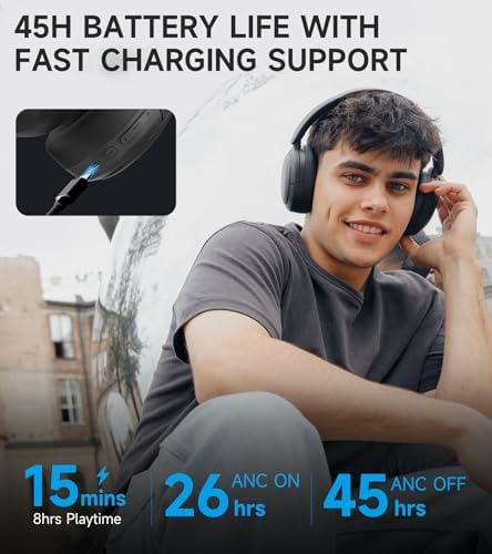 Edifier W800 BT Pro Wireless Over-Ear Headphones – Premium Hi-Res Audio with Advanced Hybrid Active Noise Cancellation, AI-Driven Call Clarity, 45-Hour Battery Life, Quick Charge Capability, and Compact Foldable Design – Enhanced Bluetooth 5.4 Connectivity for Superior Sound Experience in Elegant Classic Black