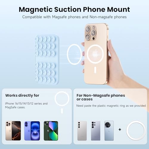 Revolutionary Patented Magnetic Suction Grip Mount for i Phone & Android – Effortless Hands-Free Phone Holder in Deep Blue, Perfect for Content Creators, Capture Stunning Selfies and Videos, Ultimate Compatibility with Mag Safe and Standard Cases, Portable and Stylish Design for On-the-Go Use