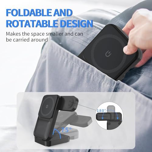 3-in-1 Wireless Charging Dock for Apple Watch, i Phone, and Air Pods – Fast, Efficient Multi-Device Charger Station for Enhanced Compatibility (Black)