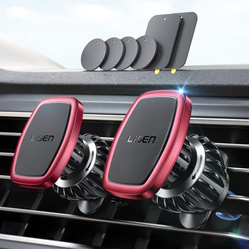 LISEN Premium Magnetic Car Phone Holder – 2-Pack with Military-Grade Magnet System for Secure Hands-Free Navigation, Elegant Gold Finish for Universal Smartphone Compatibility and Enhanced Driving Safety