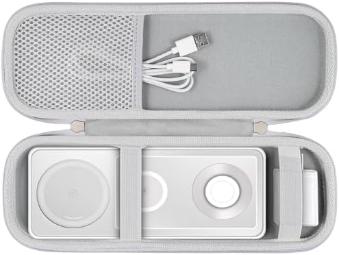 Khanka Premium Hard Travel Case for Anker 3-in-1 Wireless Charger – Shockproof, Portable Storage Solution with Custom Fit – Sleek White Design for Enhanced Protection and Style – Ideal for Travel and Everyday Use
