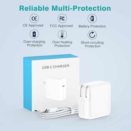 Ultra Compact 100 W USB-C Power Adapter for Mac Book Pro & Air (2019-2025) – Rapid Charge with 6.6 FT Braided Cable | Optimal Compatibility & Battery Preservation for Mobile Professionals