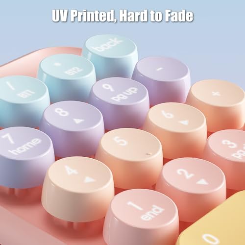 Charming Retro Typewriter Style Wireless Numeric Keypad – Sweet Pink 2.4 G/Bluetooth/USB-C Rechargeable Numpad for Multi-Device Use with 18-Key NKRO, Lightweight Design for Effortless Data Entry and Enhanced Productivity