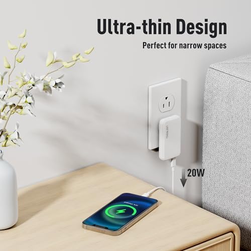 Ultra-Slim 35 W Dual-Port USB-C Power Adapter – PD 3.0 & QC 3.0 Compatible Fast Charger for i Phone 15 Pro, Samsung Galaxy S24/S23 Series, Pixel 8 Pro & More – Travel-Ready Design for Rapid Charging at Home or Office