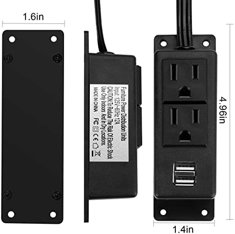 BTU Desktop Power Outlet – Versatile Power Strip with 2 AC Outlets & 2 USB Charging Ports, 6.56 ft Extension Cord, Ideal for Home Office & Nightstand, Mountable Design in Sleek Black for Clutter-Free Spaces – Enhanced Compatibility & Rapid Charging Solution
