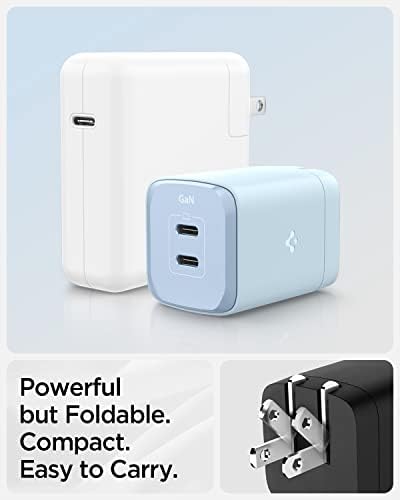 Experience Unmatched Charging Efficiency with Spigen Ga N III 452 45 W Dual USB-C Wall Charger – Portable Fast Charging Adapter for i Phone, Samsung Galaxy, and Pixel Devices – Compact Foldable Design for Ultimate Convenience