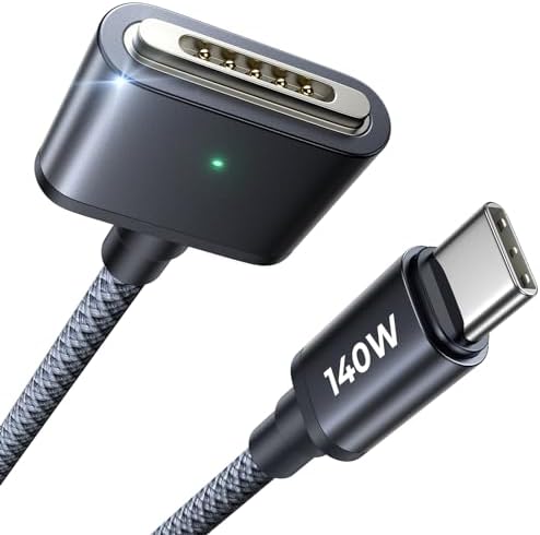 LISEN 6.6 ft USB-C to Mag-Safe 3 Charging Cable for Mac Book Air & Pro (2022-2024) – Premium Rapid Charging Solution, Durable Design with Elegant Midnight Finish, Ideal for Seamless Power Delivery and Enhanced Device Safety