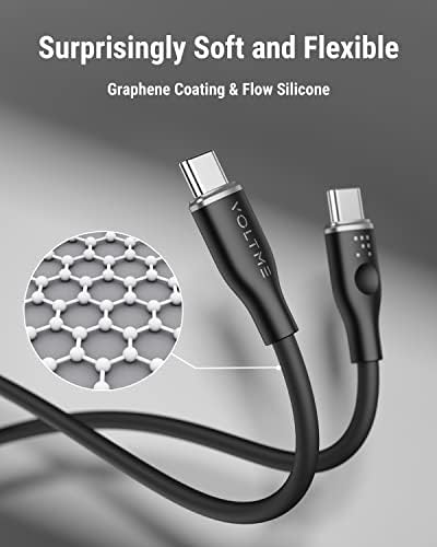 VOLTME 100 W USB C Fast Charge Cable – 6 ft E-Marker Type C to Type C Charger for Mac Book Pro 2021, i Pad Pro 2021, Galaxy S21, Pixel, & Switch – Premium Durability and Enhanced Compatibility for Rapid Power Delivery