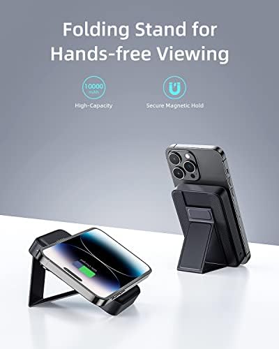 Magnetic Wireless Portable Charger 10,000 m Ah Power Bank with 20 W Fast Charging, Foldable Stand & USB-C Compatibility – Ultimate i Phone 16/15/14/13/12 Series Charging Solution for On-the-Go Convenience