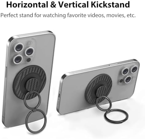 Revolutionary Mag Safe Magnetic Phone Grip and Kickstand – Sleek Black Weave Ring Holder for Ultimate Hands-Free Convenience and Effortless Wireless Charging – Dual Functionality for Enhanced Security and Stability, Perfect for i Phone Users on the Go