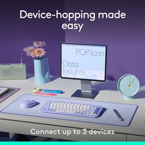 Elevate Your Workspace with the Logitech POP ICON Wireless Bluetooth Keyboard – Stylish Graphite & White Design, Effortless Multi-Device Switching, Comfortable Low-Profile Typing, and Customizable Keys for Enhanced Productivity on Laptops, Tablets, and PCs