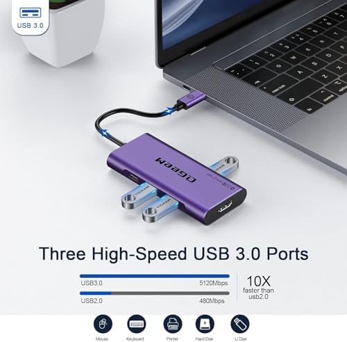 Elevate Your Connectivity Game with the QGee M 7-in-1 USB C Hub – Ultimate 4 K HDMI Adapter for Mac Book, i Phone 15/16, i Pad Pro Max & Chromebook – 100 W Power Delivery, High-Speed USB 3.0 Ports & Integrated Card Reader in Sleek Grey for Superior Performance and Unmatched Versatility