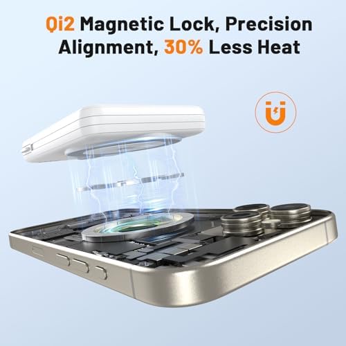 Ultimate Magnetic Portable Charger 10,000 m Ah – Qi2 Certified 15 W Fast Wireless Power Bank with Foldable Stand, PD20 W USB-C Cable for i Phone 16/15/14/13/12 Series – Effortless Charging on the Go