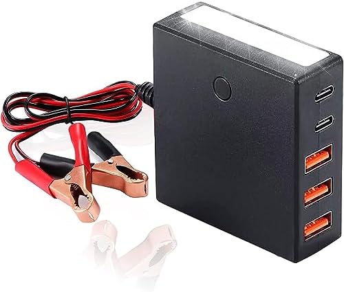 12 V 24 V USB USB-C DC Buck Charger Adapter with Battery Clip – 5 V 12 A 60 W Multi-Port Power Solution for Ultimate Device Compatibility and Fast Charging Efficiency