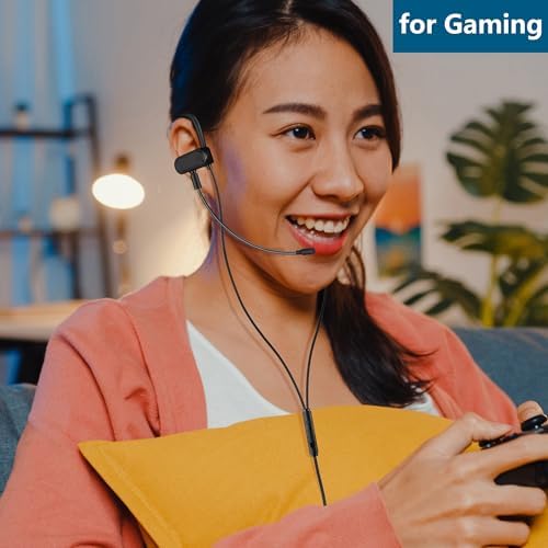 Wired 3.5 mm In-Ear Earbuds with Boom Mic – Ultimate Gaming Headset for Xbox, PS5, and Mobile Devices | Lightweight Design with Secure Wrap-around Hooks for Extended Comfort and Enhanced Audio Performance | Perfect for Gamers and Music Lovers | Exceptional Compatibility and Speed