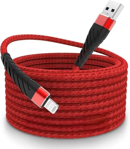 Cyven Smart 3-Pack 6 Ft MFi Certified Lightning Cables – Fast Charging USB A to Lightning Cords for i Phone 14/13/12/11/XS/XR/X/8/7/6/5/SE Plus Pro Max Mini – Durable Red Design for Ultimate Flexibility and Speed